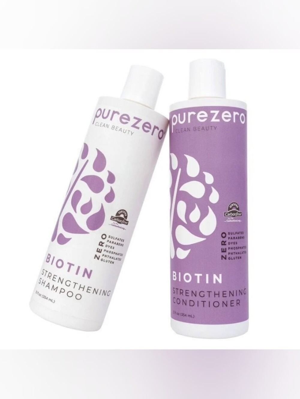 Purezero clean beauty Biotin Strengthening (1)Shampoo +(1) Conditioner 12 oz EA